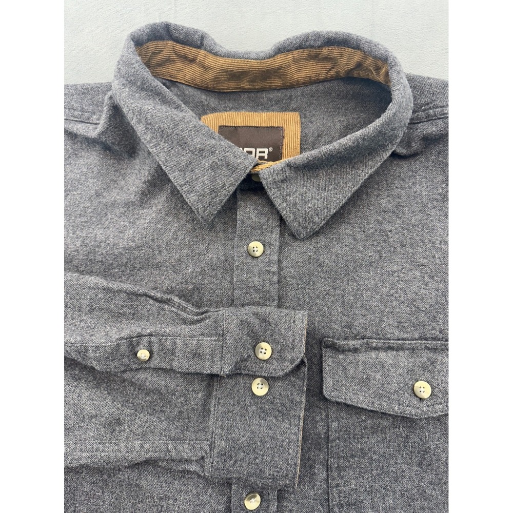 CQR Grey Cotton Flannel Long Sleeve Mens 2XL Thick Button Down Shirt